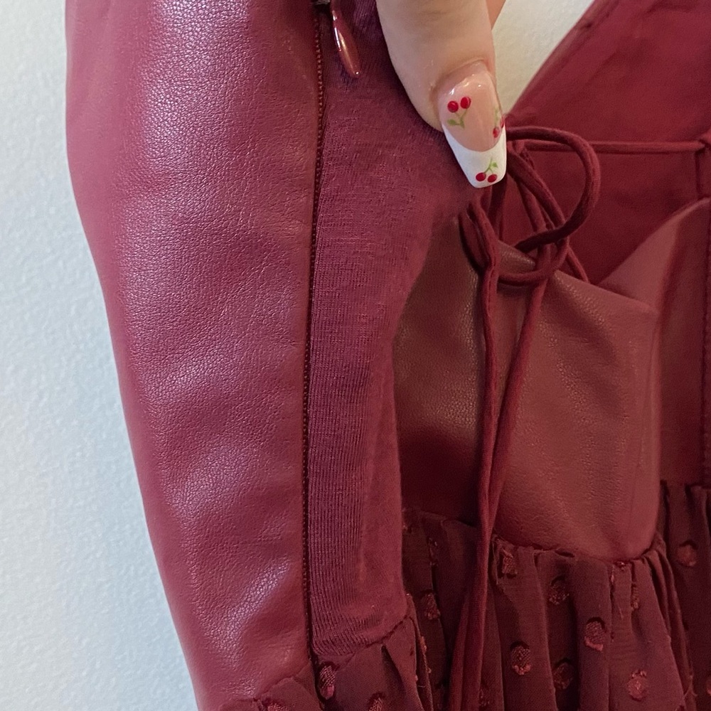 Free People Bedhead Ballerina burgundy red Jacquard a-line dress - Picture 9 of 11